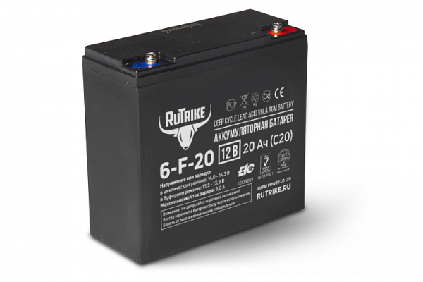 Аккумулятор RuTrike 6-F-20 (12V20A/H C20)