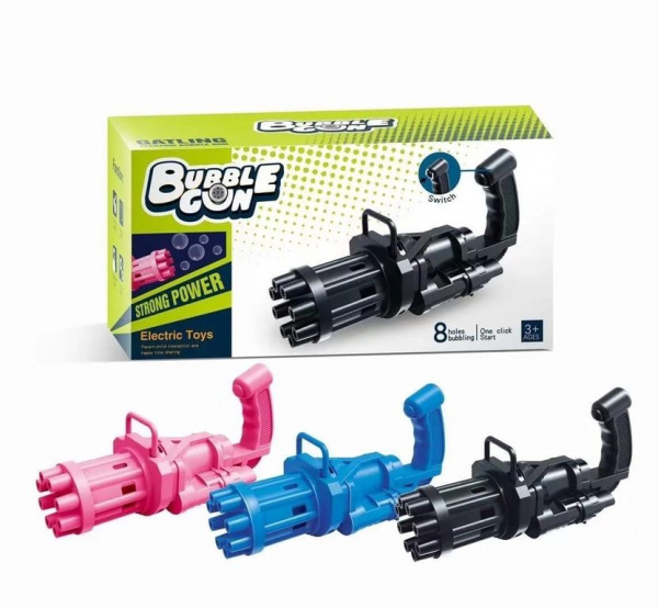 Машинка для создания мыльных пузырей пулемет розовый