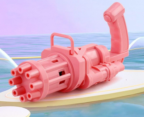 Машинка для создания мыльных пузырей пулемет розовый